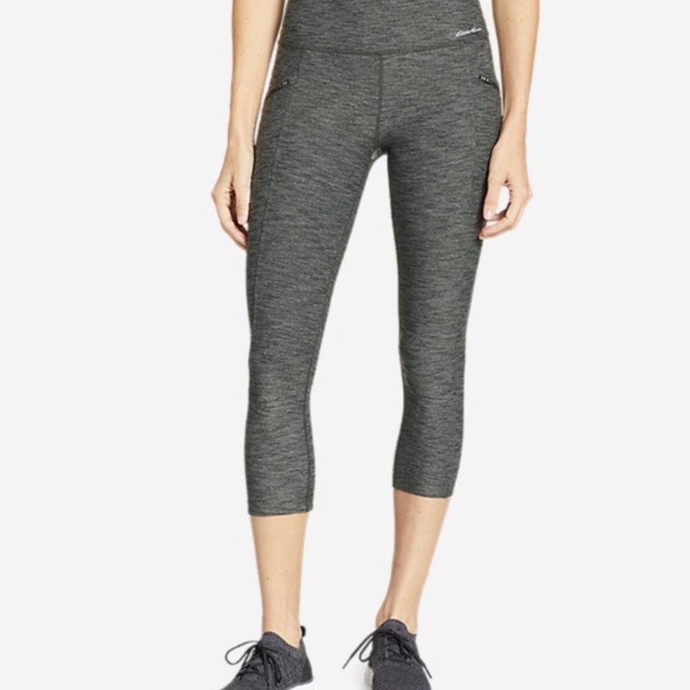Eddie Bauer Trail Tight Capri Leggings Gray hint of green High Rise Small